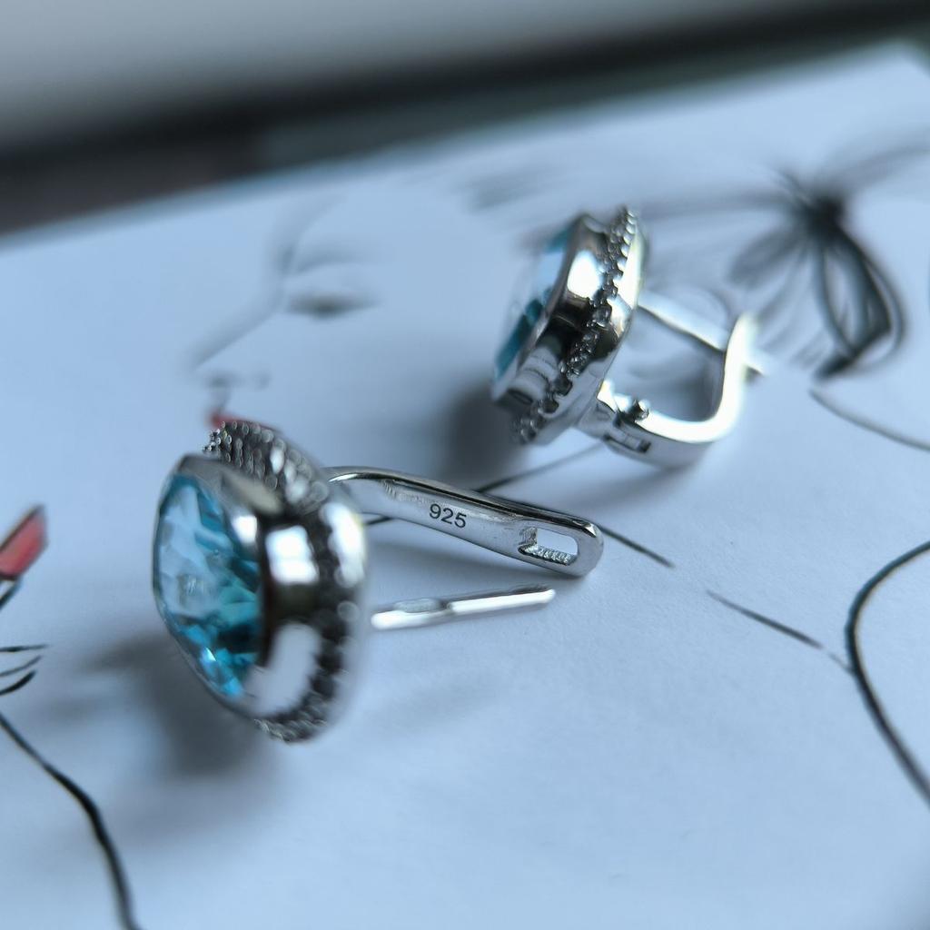 Серебряные серьги с натуральным топазом 10.17ct (2188308)