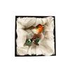 European Robin Figurine, Home Decor, Bird Trinket Box, Jewelry Box with Hinges, Golden Handmade Crystal, Animal Keepsake, Bird Lover Gift