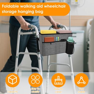 Universelle Rollator-Tasche, große Kapazität, Rollator-Aufbewahrungstasche mit Getränkehalter, unterteilter Aufbewahrungskorb für Mobilitätshilfen für ältere Menschen