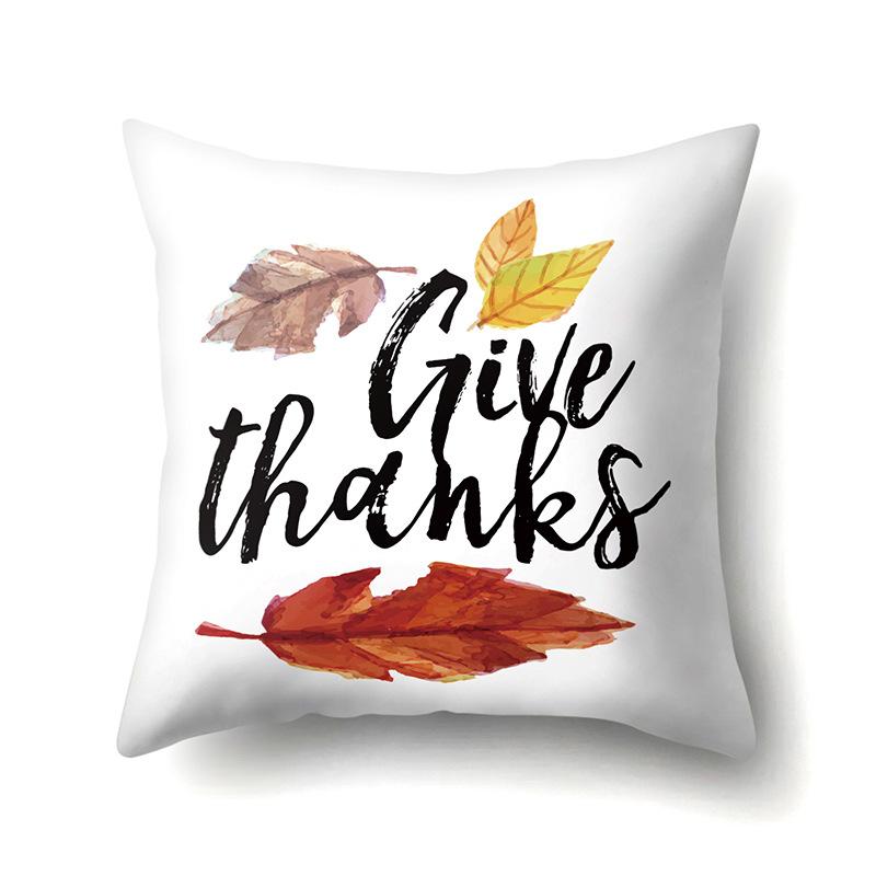 Thanksgiving Pillowcase Blessing Maple Leaf Pumpkin Sofa Cushion Cover Office Home Living Room Pillowcase