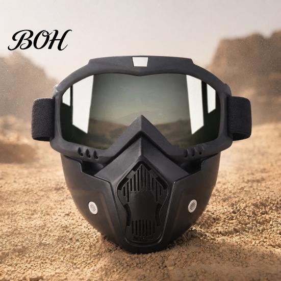 Oil And Gas Safety Gear Full Face Goggle Mask, Detachable Cycling Goggles Mask with Anti-Fog HD Lens Protective Eyewear Lens, Large Viewing