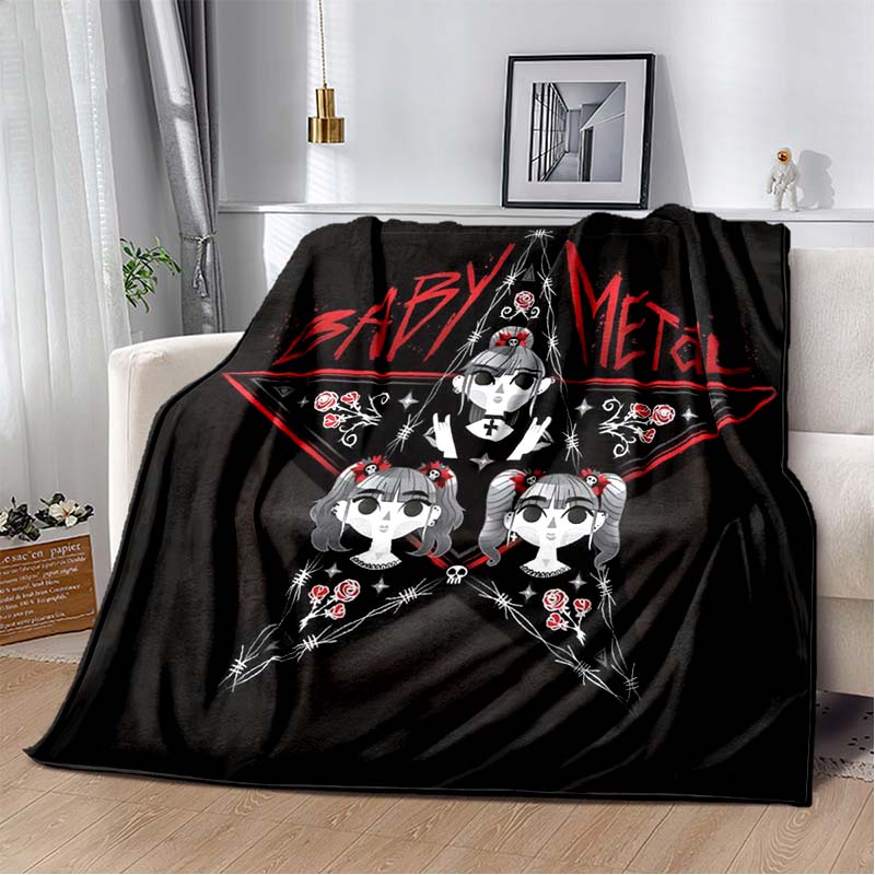 2026 New Babymetal Combination Printed Plush Soft Blanket Home Sofa Bed Warm Office Travel Picnic Flannel Blanket Bed Cover Gift
