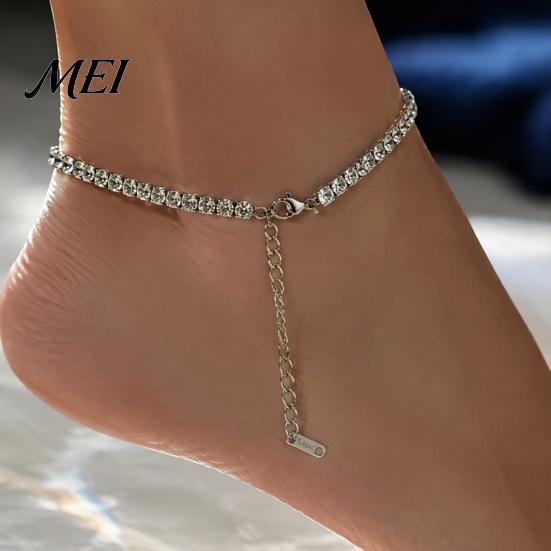 Decorative Ankle Jewelry 4mm Cubic Zirconia Classic Tennis Bracelet, Adjustable Rhinestone Anklet Foot for Women, Hypoallergenic Dainty Bracelet