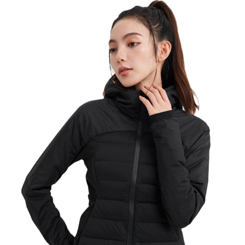 Light and thin sports down jacket slim and thin windproof hooded yoga fitness running outdoor warm jacket women
