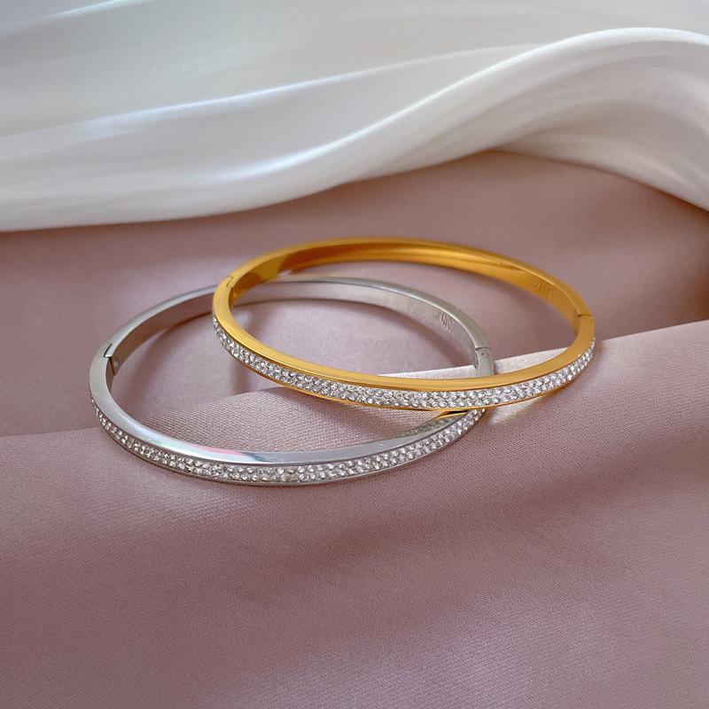 Titanium Steel European And American Light Luxury Titanium Steel Bracelet Minimalist Retro Full Diamond Stainless Steel Jewelry