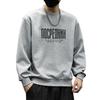 Men's 2025 Heavyweight Plus Size Brand Hoodie - Round Neck, Trendy Letter Print, Autumn/Winter Fashion.
