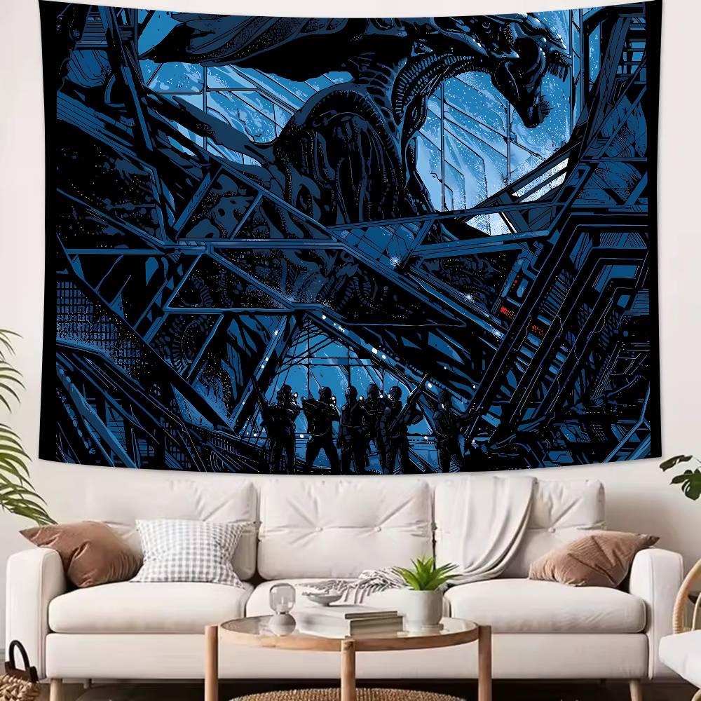 Science Fiction Horror Movie Alien Tapestry Decoration Bedroom Dormitory Background Cloth Holiday Home Living Room Club Tapestry