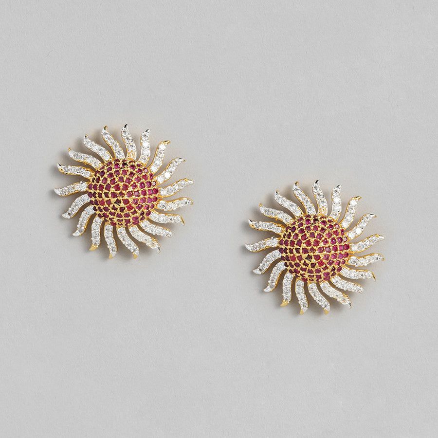 Set colier de designer Estele cu CZ Sunshine placat cu aur pentru femei