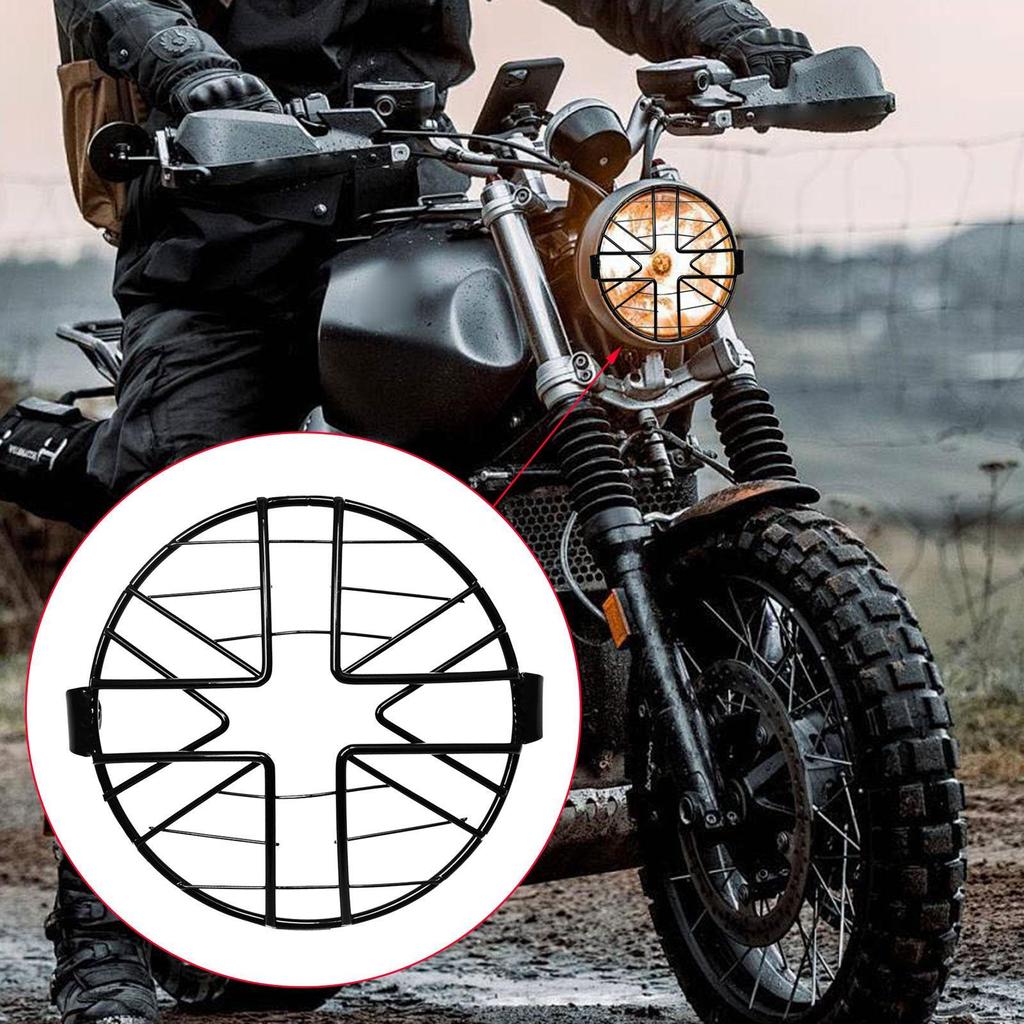 Motorcycle Headlight Grill Mesh Retro Style Decoration for 5.75inch Headlamp