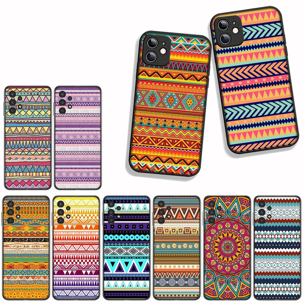 For Samsung Galaxy S25 S23 S22 S24 FE Ultra Plus A56 A05 A06 A15 A16 A57 S7 Edge Phone Case Texture Aztec Tribal Tribe Colorful