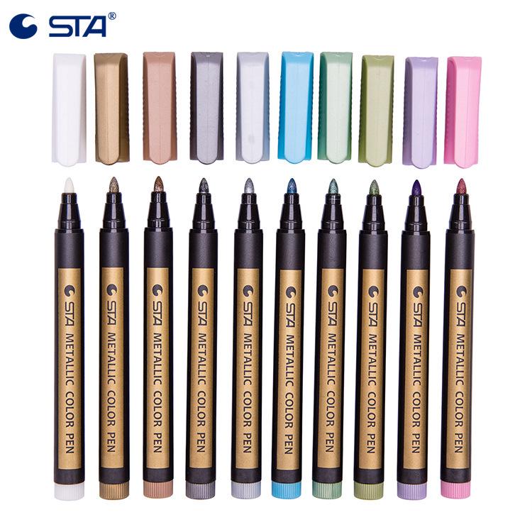 Sta 8151 Color Metal Marker Pens – 10 Vibrant Colors for Photo Albums, Black Cardboard, and DIY Drawing Projects.