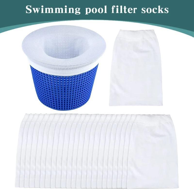 High Elastic Nylon Mesh Pool Skimmer Socks Reusable Filter Savers for Pool Skimmers Baskets, Household Swimming Pool Cleaning Accessories