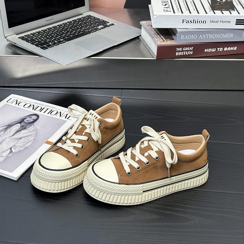 Maillard platform biscuit canvas shoes women's new versatile niche casual flat skateboard shoes