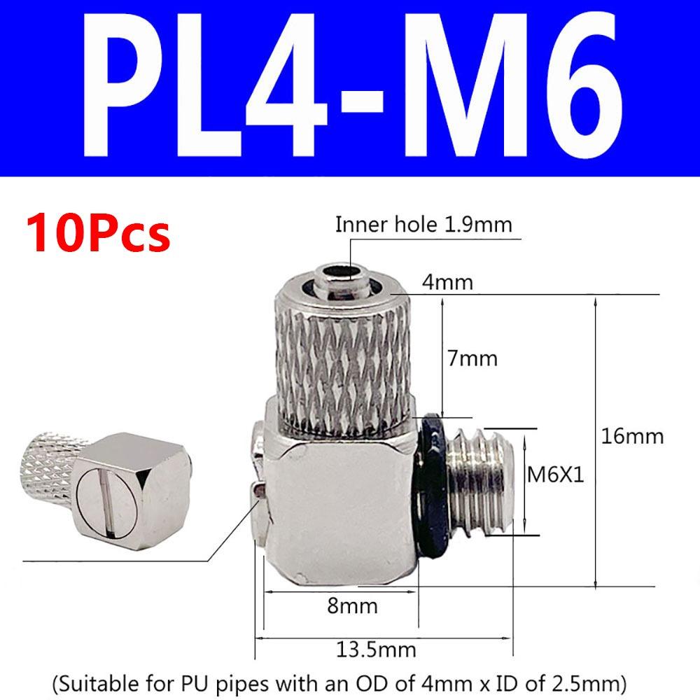 10Pcs Male Thread Air Tube Connector M3 M4 M5 M6 Pneumatic Pipe Connector Quick Fitting Fast Joint