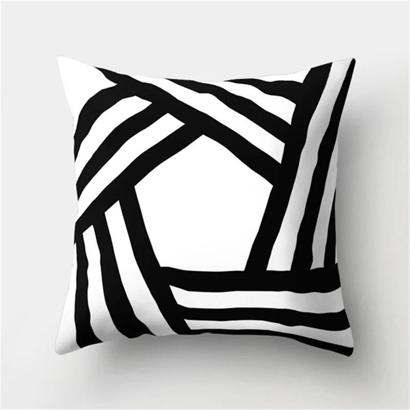Black and White Geometric Simple High-end Space Pillowcase Patchwork Cushion Cover Striped Letter Pillowcase Home Decoration