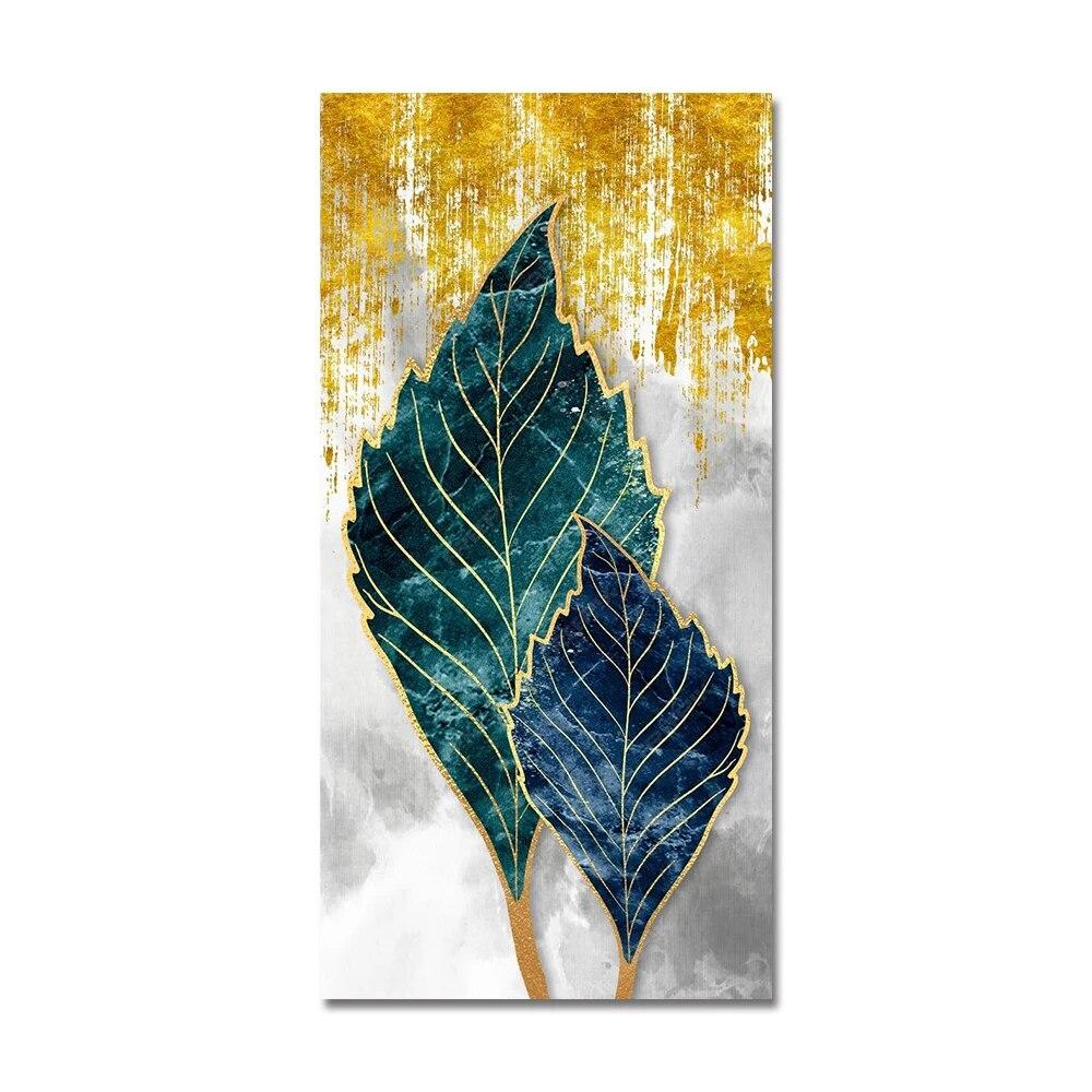 

Минималистичный красочный холст с золотыми перьями, картина с золотым листом, олень и листья, постеры и принты для декора стен крыльца, без рамки 20x40cm NO Frame охотник зеленый