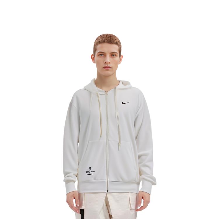 Nike Sweatshirts Men's White Hooded Moderate Cardigan DO9155-100