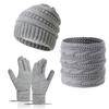 Winter Warm 3-Piece Set Fleece Lined Hat Scarf Gloves for Men Women Premium Black
