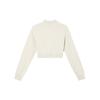 Nike Solid Logo Mock Neck Long Sleeve Cropped Top Women Tops Beige FN2477-104