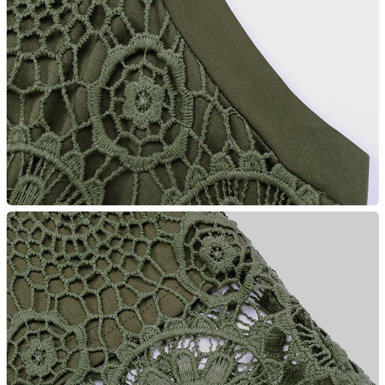 QICED Dámský krajkový literárně svěží dámský top na léto bez rukávů