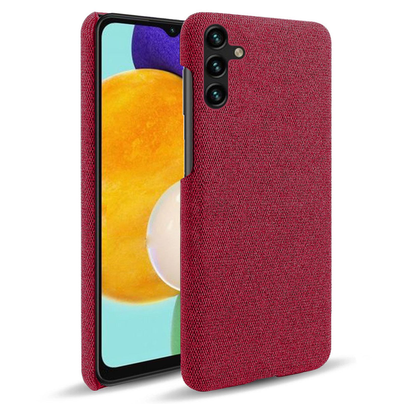 

Solid Color Cloth Texture Phone Back Cover For Samsung Galaxy A34 5G,Hard PC+Cloth Protective Phone Case Red
