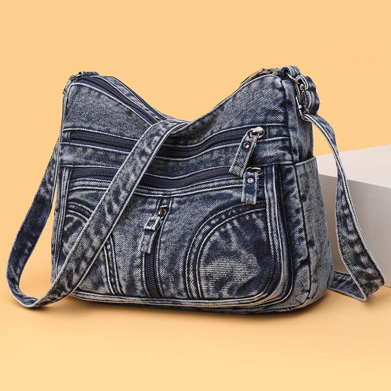 Vintage Denim Bag Multi-layer Crossbody Bag Women's Shoulder Bag