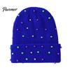 Soft Vertical Texture Hats Unisex Beanies with Colorful Beads, Winter Warm Knitted Hat, Casual Stylish Knit Skull Caps Stretch Cozy Cap for