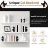 2 Pairs Desktop Peeping Cat Metal Bookends Set Cute Black Cat Book Holder Decorative Black Cat Book Ends for Bookshelf Office