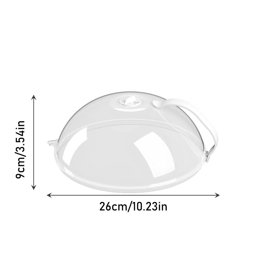 26x10cm Microwave Plate Cover,Transparent Splash-proof Cover with Steam Hole and Handle,Fits Most Plates,Keeps Microwave Clean