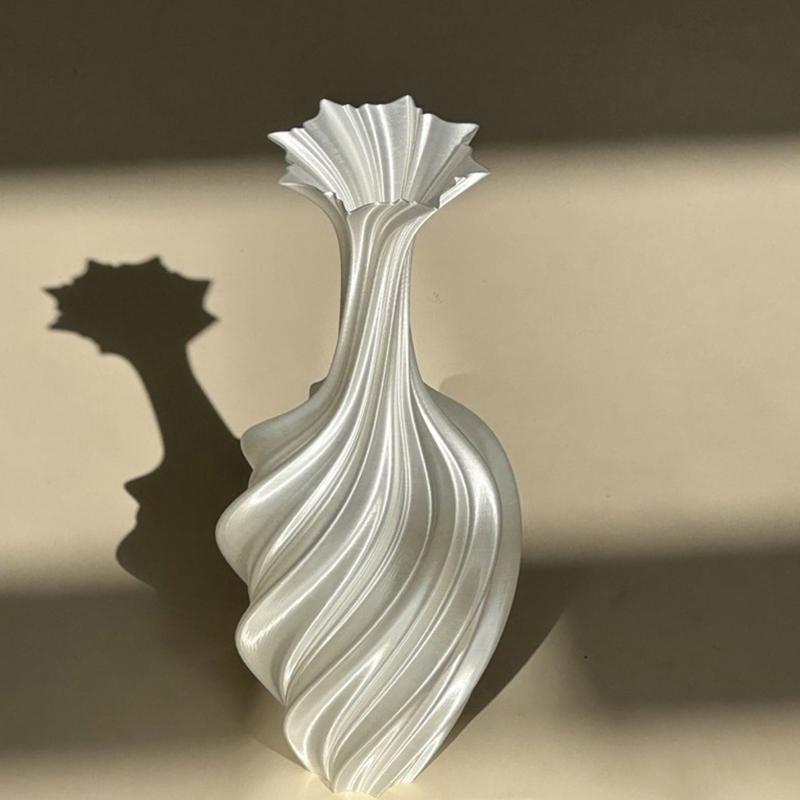 3D Printed Vase Modern Style Vase Flower Vase With Swirl Pattern Aesthetic Floral Display Vase For Living Room Desktop Decor