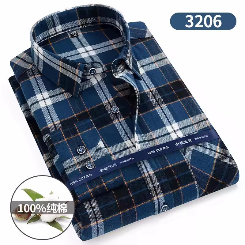 Plus Size 11XL 10XL 9XL Men‘s Plaid Flannel Shirts Long Sleeve Cotton Fashion Casual Soft Standard-Fit Male Shirt Blouse Clothes
