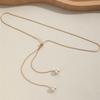 Long Pull Adjustable Pearl Necklace, High-End Design, Simple Collarbone Chain, 1 Neck Chain.