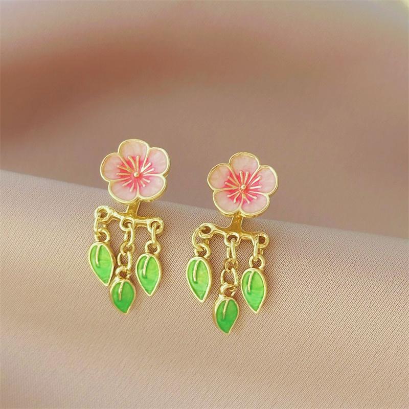 Korean Style Red Strawberry Dangle Earrings For Women Cute Rabbit Flower Peach Blossom Leaf Bamboo Earring Girls Party Jewelry