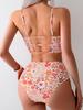 European & American Floral Spaghetti Strap Backless Bikini - Women's Two-Piece Swimsuit