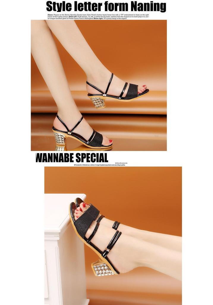 2024 Sommer Koreanischer Stil Damen Slip-on Sandalen, Dicker Mittelhoher Absatz, Offene Zehenpartie, Zweifach tragbar