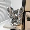 2025 New Niche Sequined Bucket Bag Women's Fashion Foreign Style Large Capacity Shoulder Bag Messenger Bag