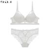 DKGEA Women Sexy Underwear Set Lace Black Push Up Bra Plus Size C D Cup