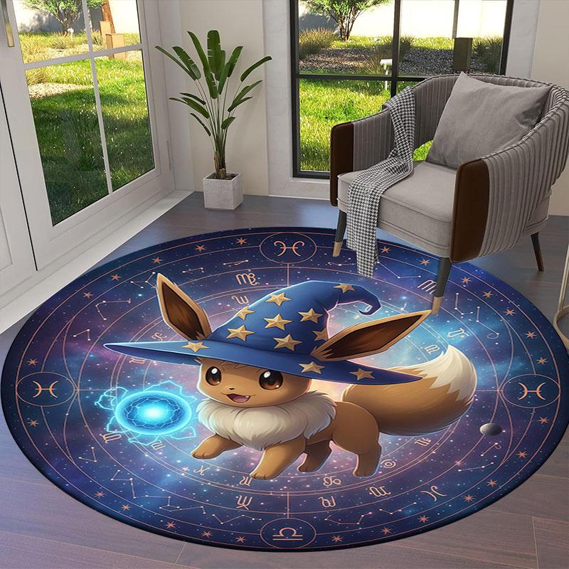 Magischer Filz-Totem Runder Teppich, Teppich für Wohnzimmer Schlafzimmer Sofa Spielzimmer Dekor, Rutschfeste Fußmatte
