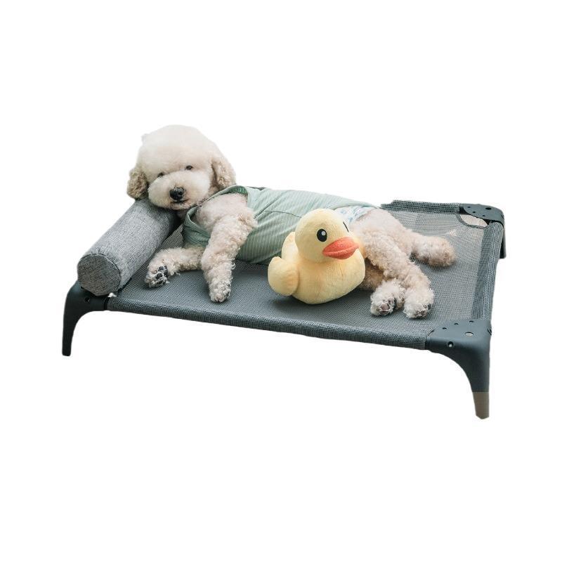Small Dog Foldable Off-Ground Mesh Bed - Four Seasons Universal Teddy Camp Bed with Replacement Cloth