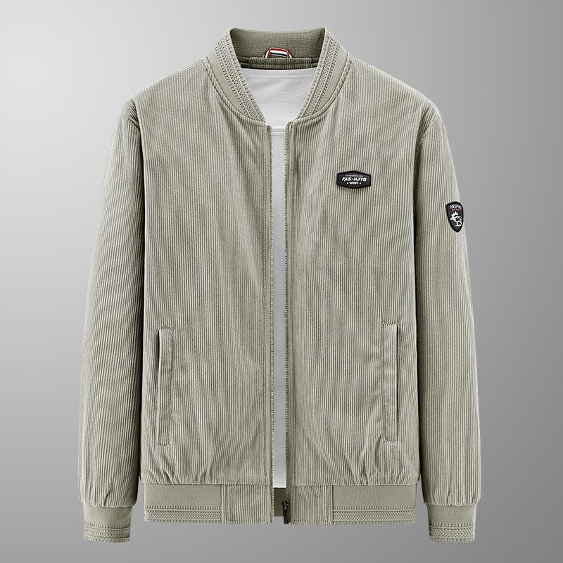 Nouvelle veste en velours côtelé pour hommes, vêtements de printemps et d'automne, col montant, rétro, décontracté, polyvalent, tendance, manteau pour hommes d'âge moyen
