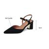 Fashion New Summer Sandals Sheep Suede Women Sandals Pointed Toe Back Strap Chunky Heel Shoes for Women Casual Shoes Zapatos De Mujer