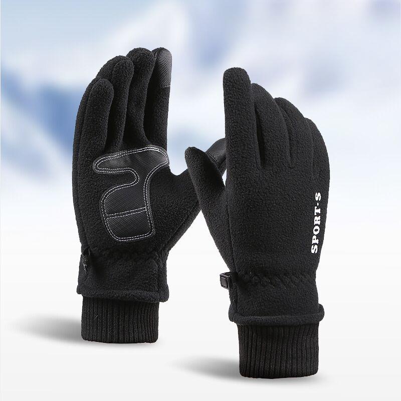 Autumn Winter Fleece Lined Thermal Gloves Men Polar Fleece Waterproof Ski Riding Outdoor Sports Motorcycle Warm Gloves