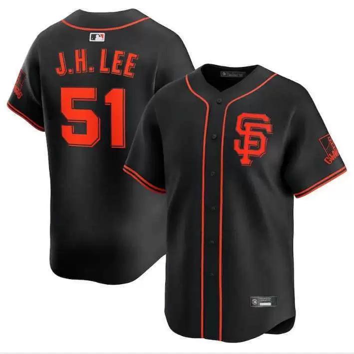 2025 San Francisco Giants San Francisco Giants Nr. 51 Jhlee Baseballtrikot 2XL, 110KG schwarz