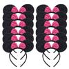12 Stück Mausohren Stirnband Mädchen Festival Stirnbänder Schwarze Pailletten Schleife Haarband Kinder Geburtstagsfeier Haarschmuck Geschenk