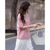 Demana Damen Leinenmischung Bluse mit Puffärmeln