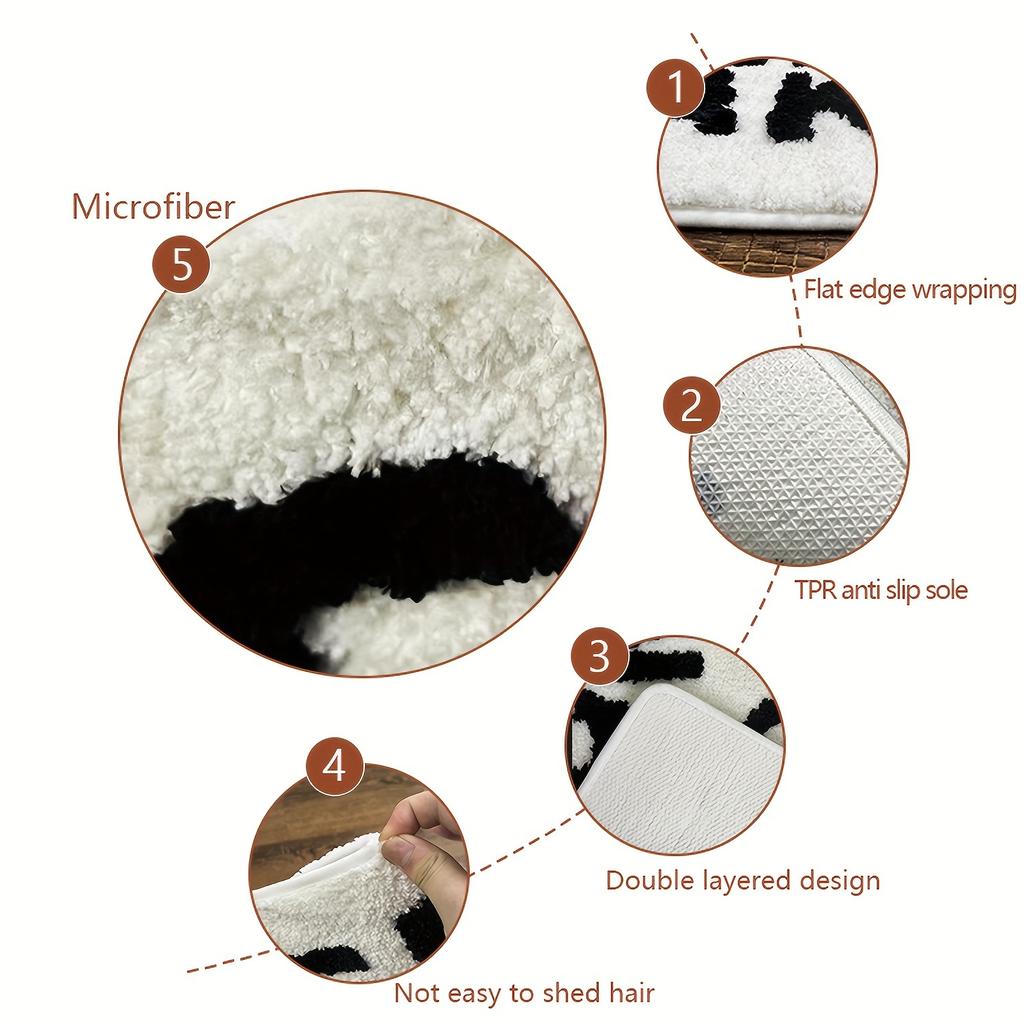 1 Stück Badezimmerteppich, Niedliche Badezimmer-Fußmatte, Badezimmerdeko, Rutschfest Waschbar für Badezimmer Schlafzimmer Türbereich, Mikrofaser-Flockteppich, Rutschfester Teppich