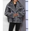 Mode Übergroßer Umlegekragen Flauschiger Kunstpelzmantel Damen Vintage Kunstpelzjacke Mäntel Winterkleidung Damen Flauschige Jacke