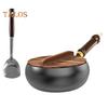 24 cm Wokpan i støpejern med lokk og stekespade - Uten belegg, Non-stick-teknologi, Ideell for tradisjonell kinesisk matlaging
