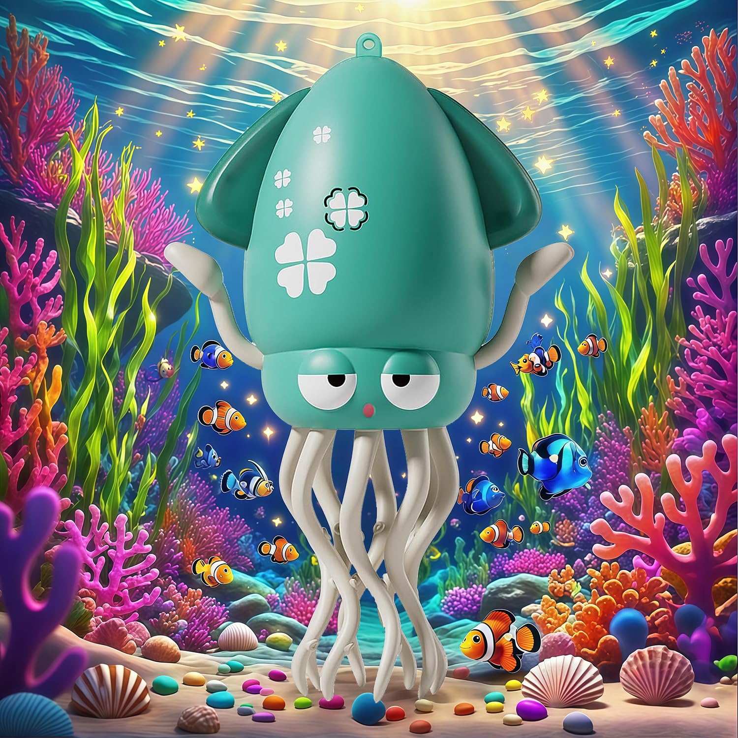 

Танцующий Кальмар Игрушка для Малышей, Движущаяся Развивающая Игрушка с Музыкой и Светодиодной Подсветкой, Автоматическое Предотвращение Препятствий, Перезаряжаемая через USB, Подарок на День Рождения для Детей,