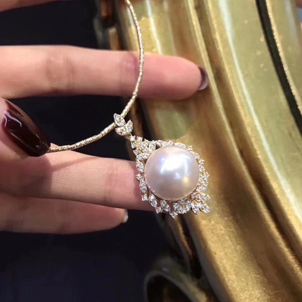 D305 Fine Jewelry 11 -12mm 925 Sterling Silver Natural Fresh Water White Pearl Pendant Necklaces For Women Fine Pearls Pendants